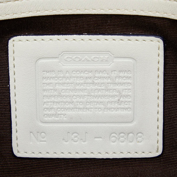 コーチ シグネチャー ショルダーバッグ 6808 ブルー ホワイト キャンバス レザー レディース COACH 【中古】