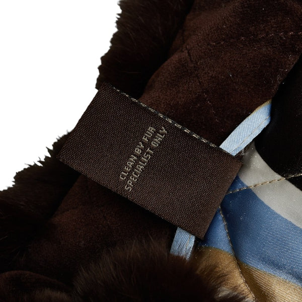 コーチ キルティングジャケット ラビットファー サイズ：XS ベージュ ブラウン ポリエステル ラビットファー レディース COACH 【中古】