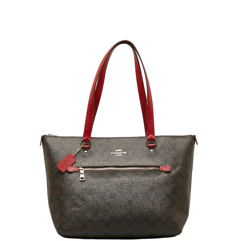 コーチ ギャラリー シグネチャー トートバッグ 79609 ブラウン PVC レザー レディース COACH 【中古】