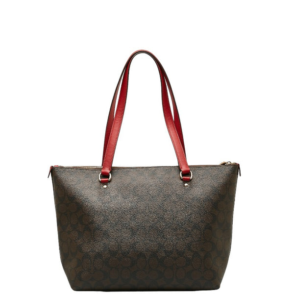 コーチ ギャラリー シグネチャー トートバッグ 79609 ブラウン PVC レザー レディース COACH 【中古】