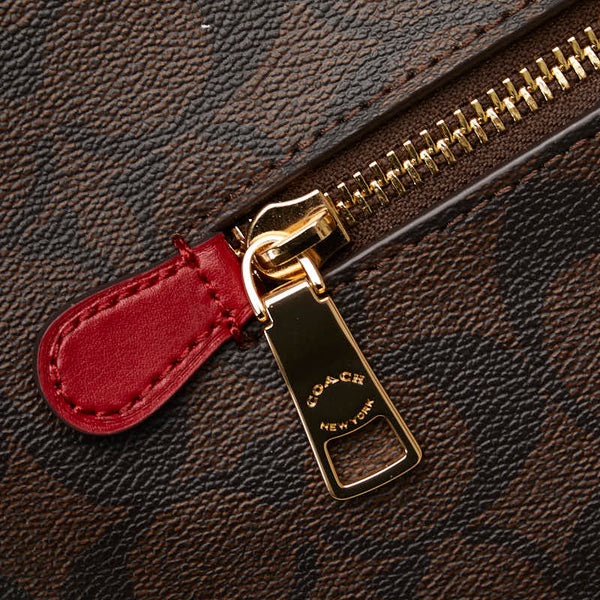 コーチ ギャラリー シグネチャー トートバッグ 79609 ブラウン PVC レザー レディース COACH 【中古】