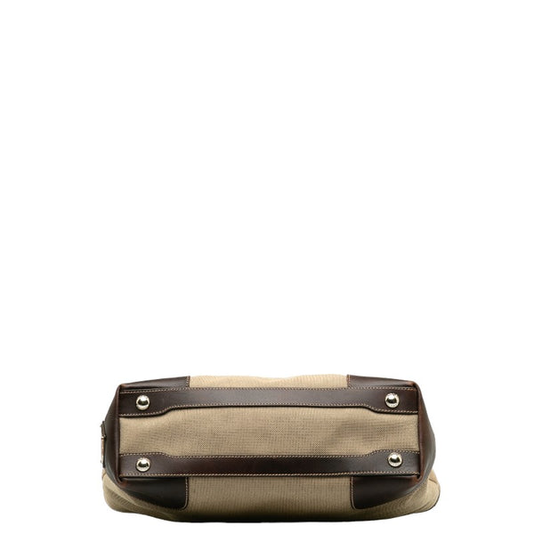 プラダ ロゴジャガード トートバッグ ショルダーバッグ 2WAY BR3414 ベージュ ブラウン キャンバス レザー レディース PRADA 【中古】