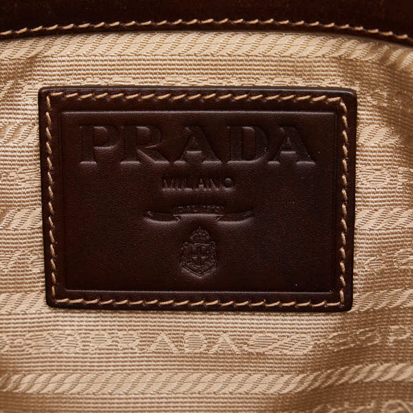 プラダ ロゴジャガード トートバッグ ショルダーバッグ 2WAY BR3414 ベージュ ブラウン キャンバス レザー レディース PRADA 【中古】