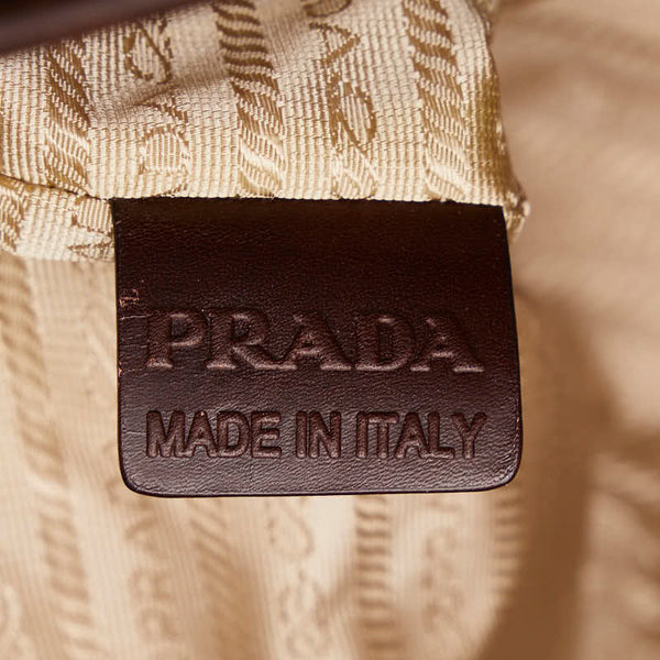 プラダ ロゴジャガード トートバッグ ショルダーバッグ 2WAY BR3414 ベージュ ブラウン キャンバス レザー レディース PRADA 【中古】