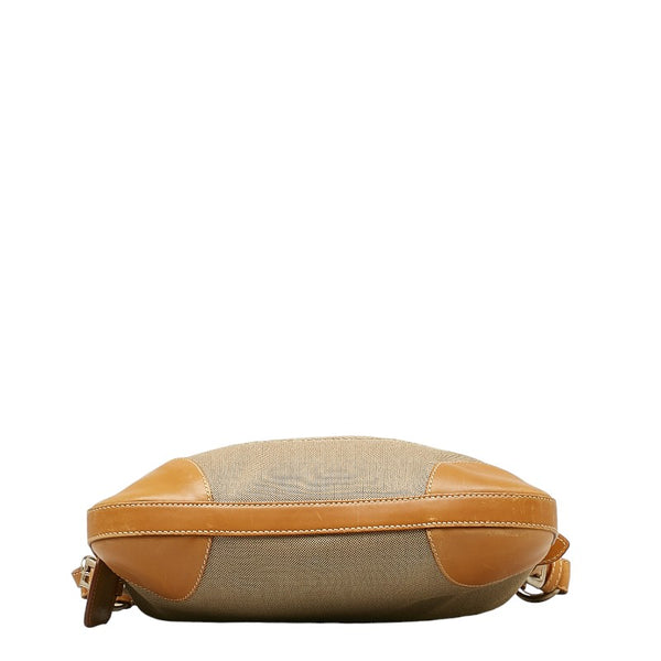 プラダ ロゴジャガード 斜め掛け ショルダーバッグ BT0534 ベージュ キャンバス レザー レディース PRADA 【中古】