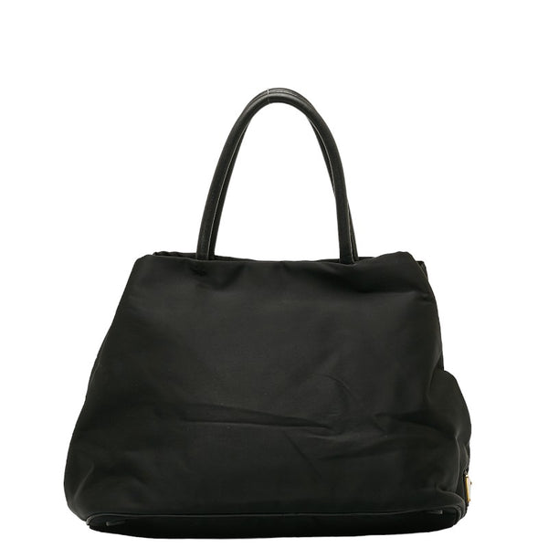 プラダ ロゴジャガード リボン ハンドバッグ ショルダーバッグ 2WAY ブラック ナイロン レザー レディース PRADA 【中古】