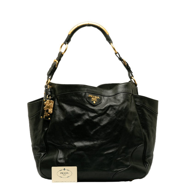 プラダ ハンドバッグ BR2535 ブラック レザー レディース PRADA 【中古】