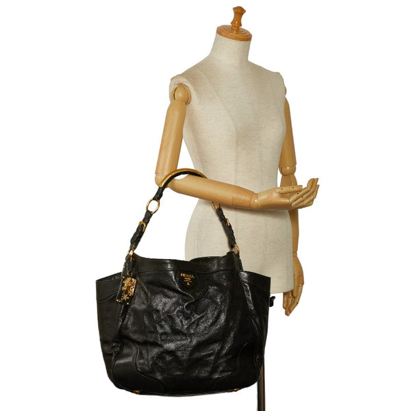 プラダ ハンドバッグ BR2535 ブラック レザー レディース PRADA 【中古】