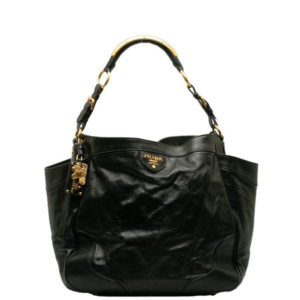 プラダ ハンドバッグ BR2535 ブラック レザー レディース PRADA 【中古】