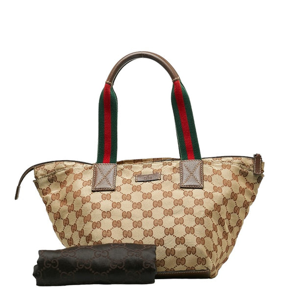 グッチ GGキャンバス トートバッグ 131228 ブラウン キャンバス レザー レディース GUCCI 【中古】