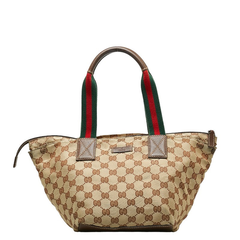 グッチ GGキャンバス トートバッグ 131228 ブラウン キャンバス レザー レディース GUCCI 【中古】