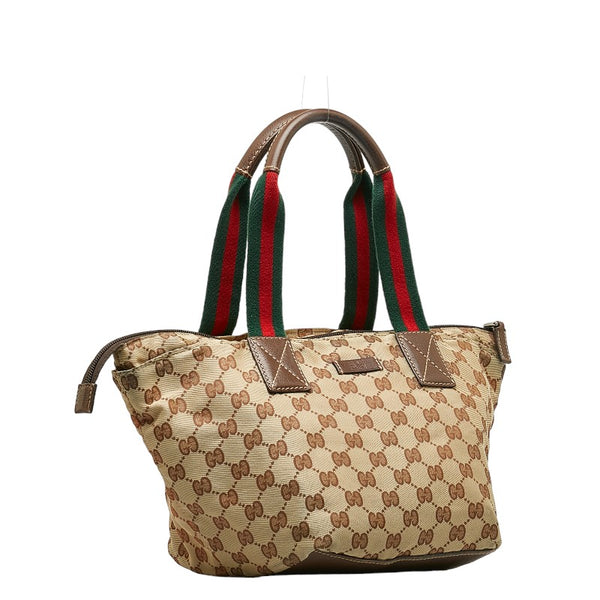 グッチ GGキャンバス トートバッグ 131228 ブラウン キャンバス レザー レディース GUCCI 【中古】