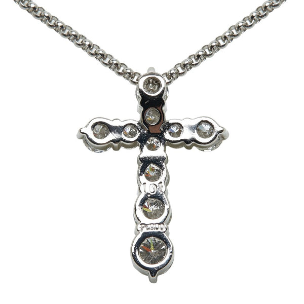 Pt900 プラチナ Pt850 プラチナ ダイヤ1.01ct 十字架 クロス ネックレス レディース 【中古】