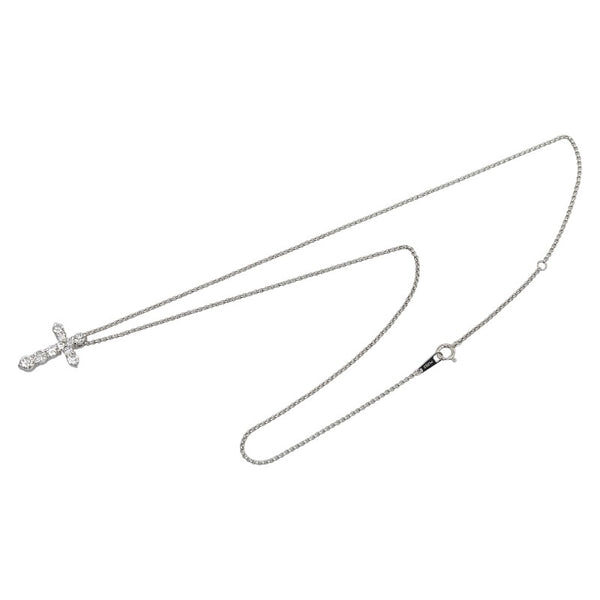 Pt900 プラチナ Pt850 プラチナ ダイヤ1.01ct 十字架 クロス ネックレス レディース 【中古】