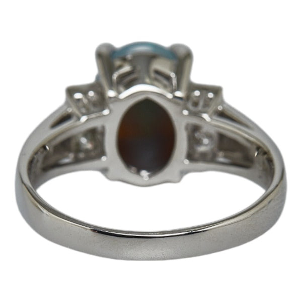 Pt900 プラチナ ブラックオパール2.55ct ダイヤ0.25ct カボション リング 指輪 レディース 16号 【中古】