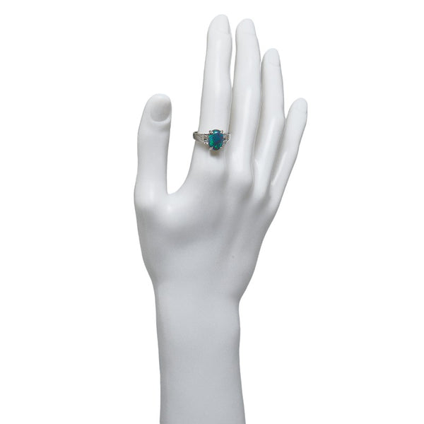 Pt900 プラチナ ブラックオパール2.55ct ダイヤ0.25ct カボション リング 指輪 レディース 16号 【中古】