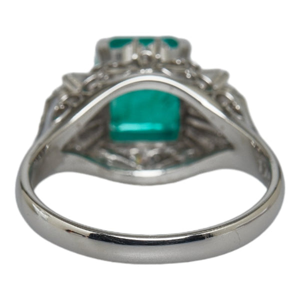 Pt900 プラチナ エメラルド1.74ct ダイヤ0.42ct スクエア リング 指輪 レディース 12.5号 【中古】