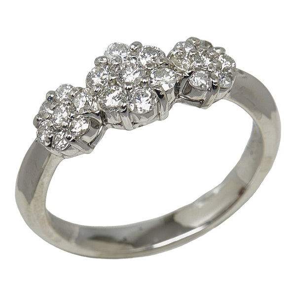 Pt900 プラチナ ダイヤ0.50ct フラワー リング 指輪 レディース 10.5号 【中古】