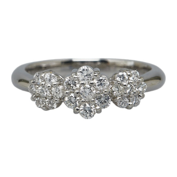 Pt900 プラチナ ダイヤ0.50ct フラワー リング 指輪 レディース 10.5号 【中古】