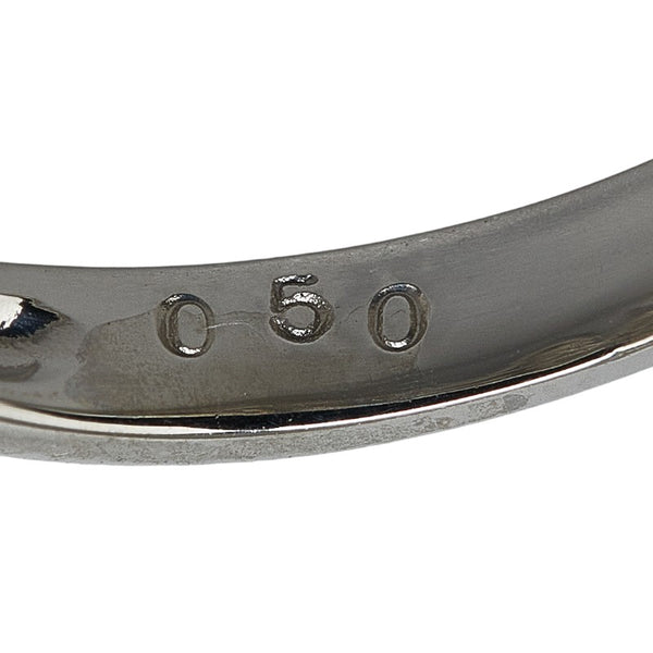 Pt900 プラチナ ダイヤ0.50ct フラワー リング 指輪 レディース 10.5号 【中古】