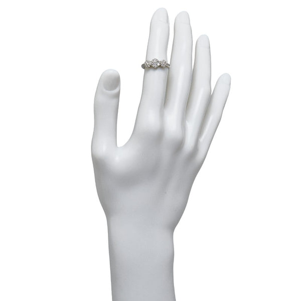 Pt900 プラチナ ダイヤ0.50ct フラワー リング 指輪 レディース 10.5号 【中古】