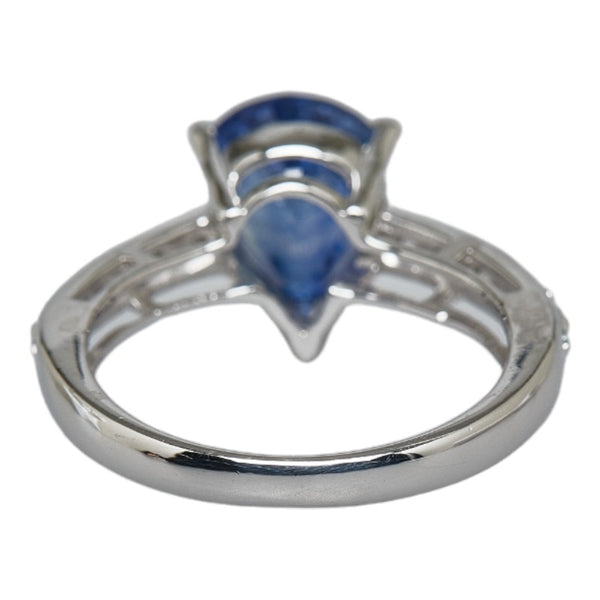 Pt900 プラチナ サファイア2.943ct ダイヤ0.30ct ペアシェイプ リング 指輪 レディース 10号 【中古】