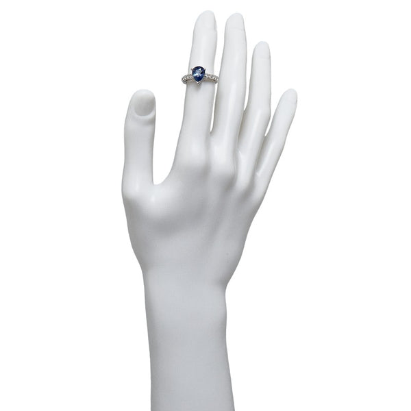 Pt900 プラチナ サファイア2.943ct ダイヤ0.30ct ペアシェイプ リング 指輪 レディース 10号 【中古】