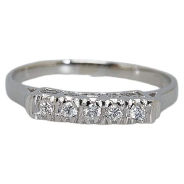 Pt900 プラチナ ダイヤ0.10ct 一文字 リング 指輪 レディース 10号 【中古】