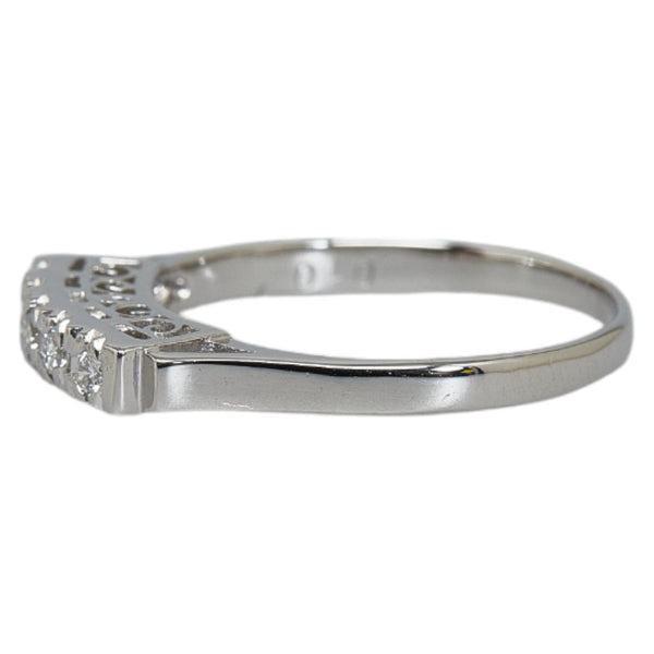 Pt900 プラチナ ダイヤ0.10ct 一文字 リング 指輪 レディース 10号 【中古】