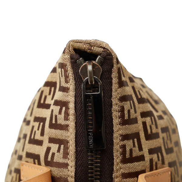 フェンディ ズッキーノ ハンドバッグ トートバッグ 8BH022 ベージュ ブラウン キャンバス レザー レディース FENDI 【中古】