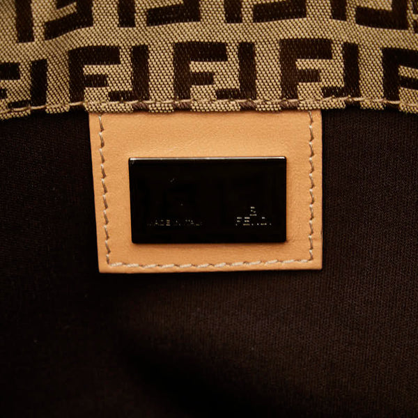 フェンディ ズッキーノ ハンドバッグ トートバッグ 8BH022 ベージュ ブラウン キャンバス レザー レディース FENDI 【中古】