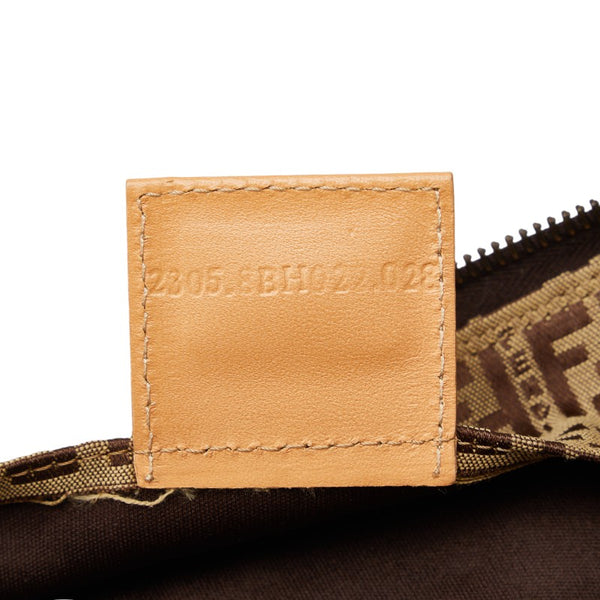 フェンディ ズッキーノ ハンドバッグ トートバッグ 8BH022 ベージュ ブラウン キャンバス レザー レディース FENDI 【中古】