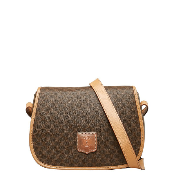 セリーヌ マカダム 斜め掛け ショルダーバッグ ブラウン PVC レザー レディース CELINE 【中古】