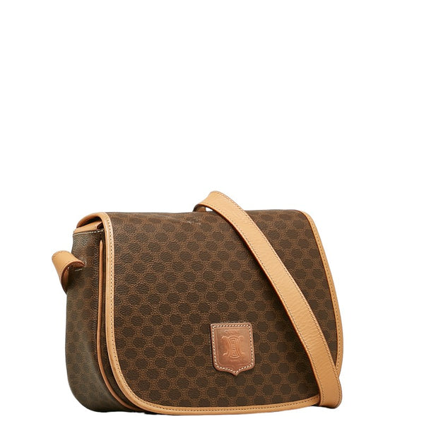 セリーヌ マカダム 斜め掛け ショルダーバッグ ブラウン PVC レザー レディース CELINE 【中古】
