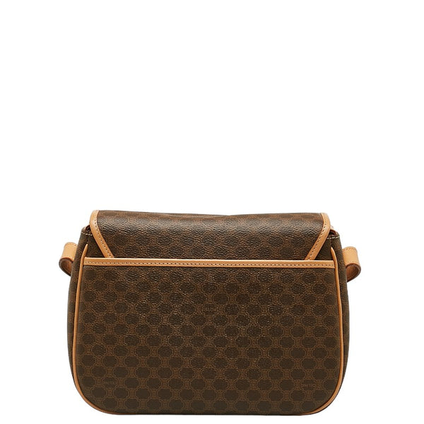 セリーヌ マカダム 斜め掛け ショルダーバッグ ブラウン PVC レザー レディース CELINE 【中古】
