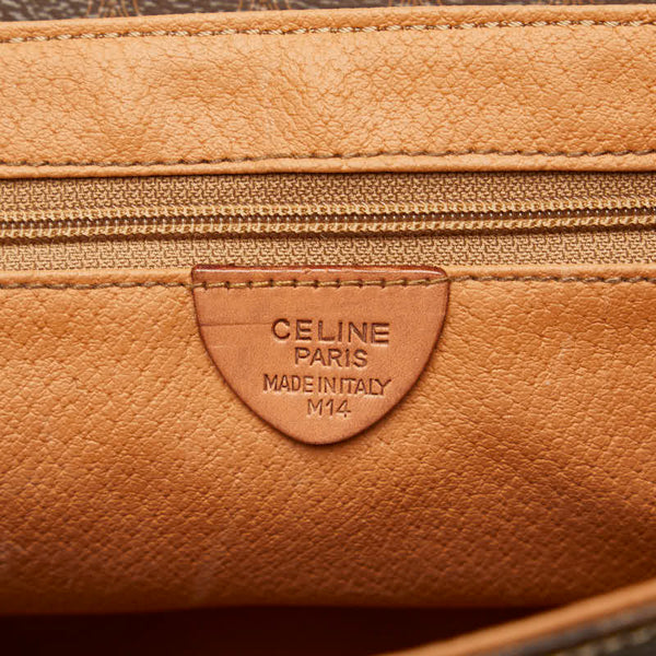 セリーヌ マカダム 斜め掛け ショルダーバッグ ブラウン PVC レザー レディース CELINE 【中古】