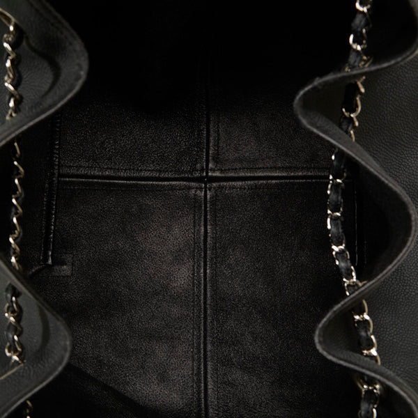 シャネル カメリア チェーン ショルダーバッグ ブラック グリーン レザー ヌバック レディース CHANEL 【中古】