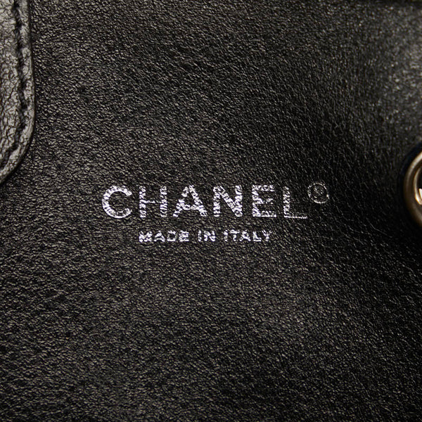 シャネル カメリア チェーン ショルダーバッグ ブラック グリーン レザー ヌバック レディース CHANEL 【中古】