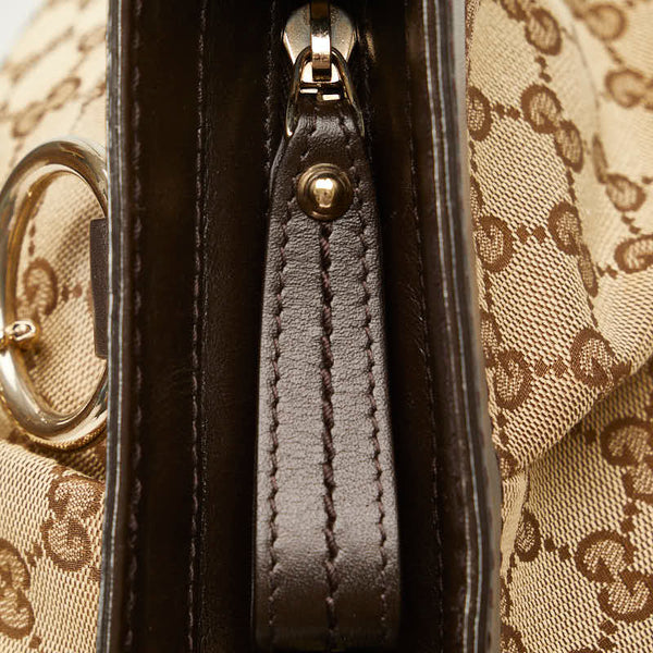 グッチ GGキャンバス スーキー 斜め掛け ショルダーバッグ  296834 ベージュ ブラウン キャンバス レザー レディース GUCCI 【中古】