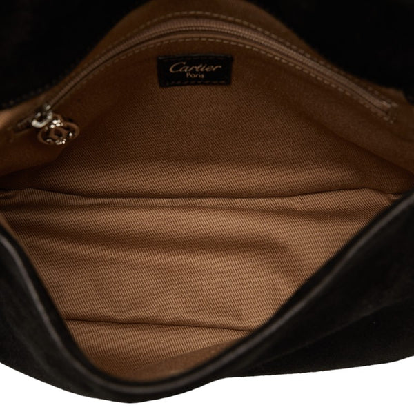 カルティエ ハンドバッグ ショルダーバッグ 2WAY ブラック レザー パイソン スウェード レディース CARTIER 【中古】