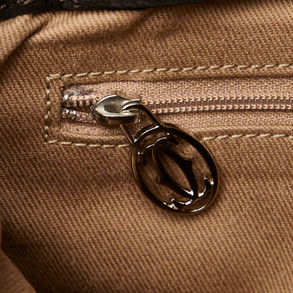 カルティエ ハンドバッグ ショルダーバッグ 2WAY ブラック レザー パイソン スウェード レディース CARTIER 【中古】