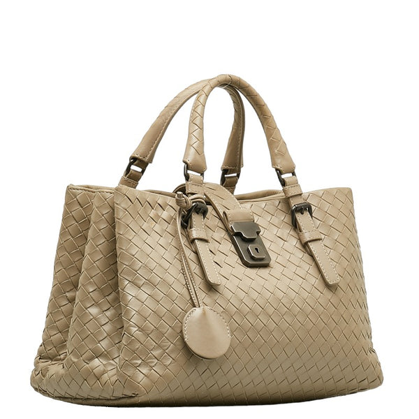 ボッテガヴェネタ イントレチャート ハンドバッグ グレー レザー レディース BOTTEGAVENETA 【中古】