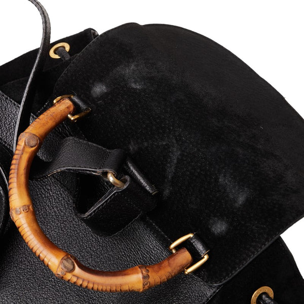 グッチ バンブー リュック バックパック 003 2058 0016 ブラック レザー スウェード レディース GUCCI 【中古】