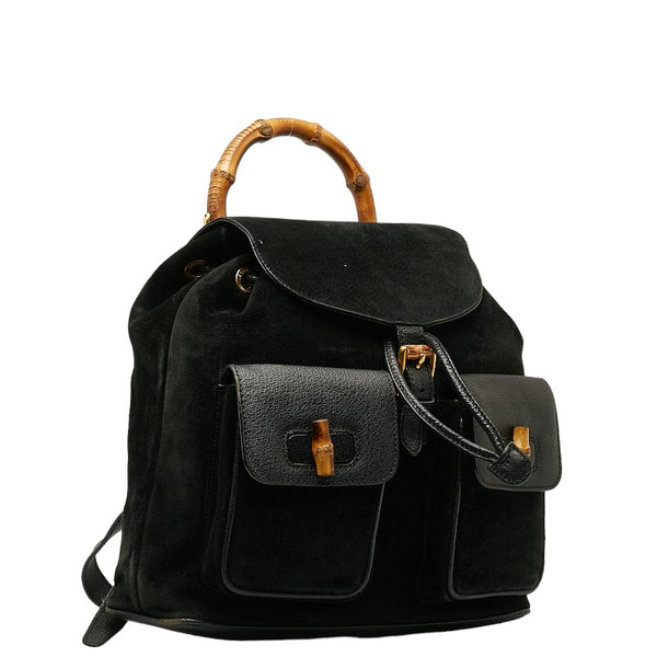 グッチ バンブー リュック バックパック 003 2058 0016 ブラック レザー スウェード レディース GUCCI 【中古】