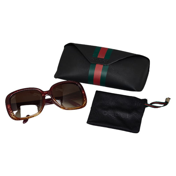 グッチ ディアマンテ グラデーション サングラス GG3593 F S ブラウン マルチカラー プラスチック レディース GUCCI 【中古】