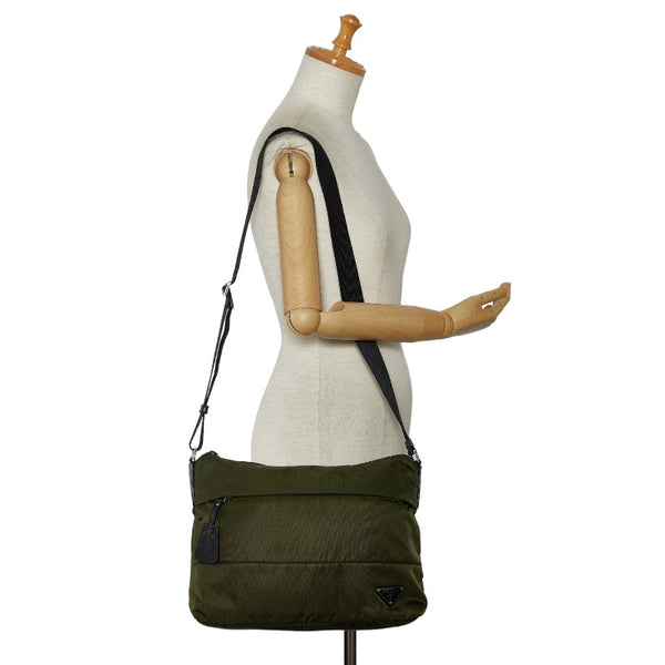 プラダ 斜め掛け ショルダーバッグ BT0740 カーキ ナイロン レザー レディース PRADA 【中古】