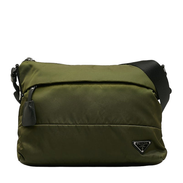 プラダ 斜め掛け ショルダーバッグ BT0740 カーキ ナイロン レザー レディース PRADA 【中古】