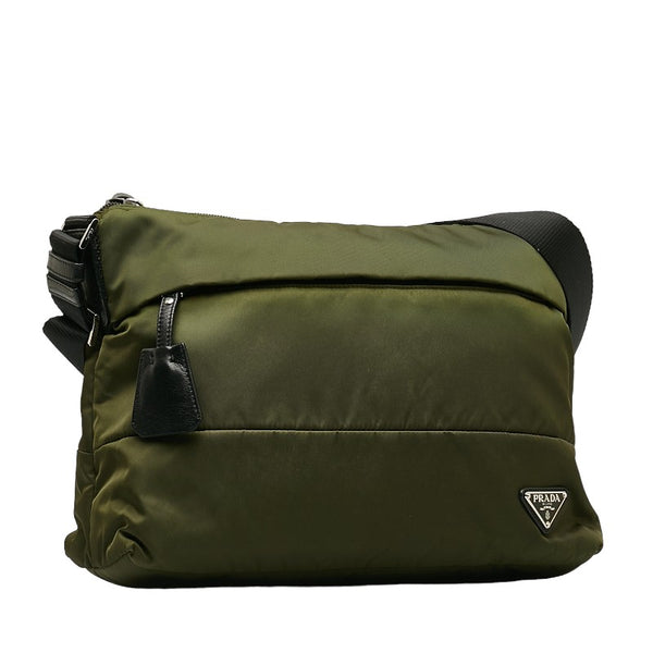 プラダ 斜め掛け ショルダーバッグ BT0740 カーキ ナイロン レザー レディース PRADA 【中古】