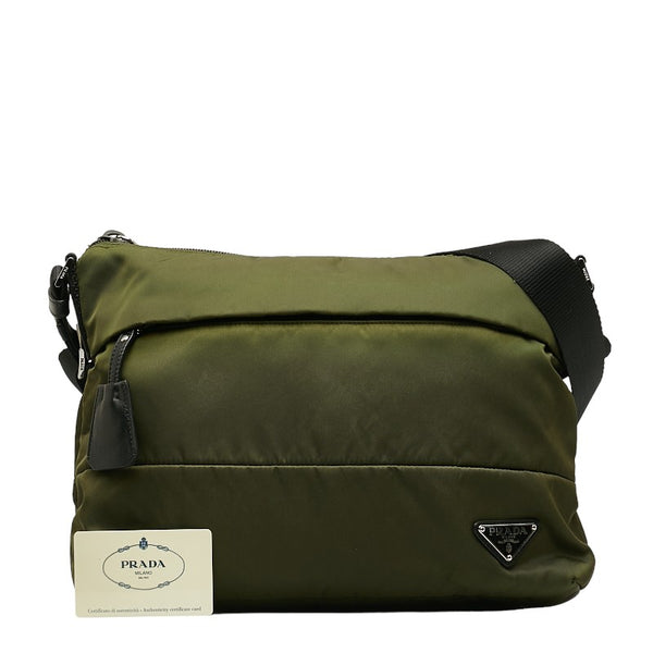 プラダ 斜め掛け ショルダーバッグ BT0740 カーキ ナイロン レザー レディース PRADA 【中古】