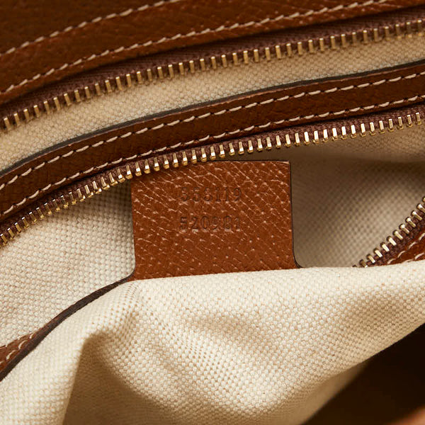 グッチ GGキャンバス ハンドバッグ 353119 ベージュ ブラウン キャンバス レザー レディース GUCCI 【中古】